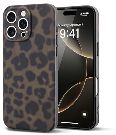 Teageo Stylish Slim Case for iPhone 16 Pro, Green amber leopard print | Camera Protection, Fashion Phone Case, Shockproof Ultra Thin Cover, for Women Girls