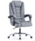 rattantree Chefsessel Bürostuhl, Schreibtischstuhl, Ergonomisch Computerstuhl mit Gepolsterter Armlehne und Weiche Rückenlehne, Neigungsfunktion, Höhenverstellbar, Drehstuhl, Grauer Stoff