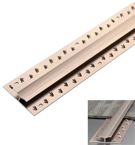 TRFVDVERD Tira de transición de Aluminio Resistente for Suelos: Barra Antideslizante for transición de Alfombra a baldosa, Ideal for oficinas y hoteles.(Pink Gold,L1.5m/4.9ft)