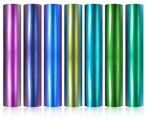 MXTIMWAN Vinilo Textil Camaleón, 7 Hojas de 30 x 25 cm Vinilo de Transferencia de Calor, Vinyl Lámina de Plóter Textil para DIY Camisetas, Gorras, Más Telas