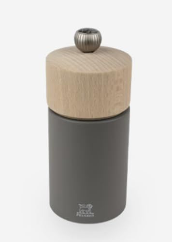 PEUGEOT - Pfeffermühle Boreal 12 cm - Klassische Mahlgradeinstellung - Aus PEFC-zertifiziertem Buchenholz - Französisches Know-how - Felsgrau