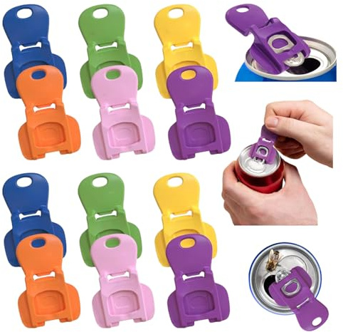 Haplos 12 Piezas Abridores y Tapas Latas Refresco, Colores | Accesorios portátiles para abrir y volver a cubrir latas de refresco o cerveza durante fiestas, picnic y viajes.