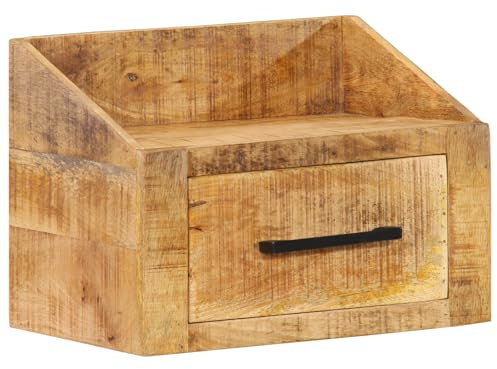 JHQHSM Massivholz Nachttisch 40x30x30 cm Rohes Mango Rustikaler Beistelltisch mit Natürlicher Maserung Langlebiger Kommodenersatz für Flur und Eingangsbereich Stilvolle