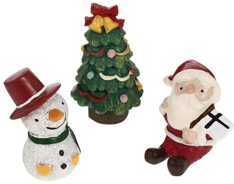 DECOMELODY 3 Stück Weihnachts Aquarium Deko aus Kunstharz mit Weihnachtsbaum Schneemann und Weihnachtsmann Sichere Kleiner Landschaftsdekoration für Fischbecken
