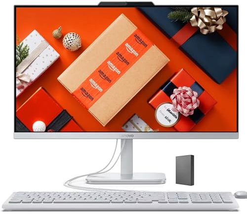 Lenovo IdeaCentre 24 FHD All-in-One Desktop Computer with Lifetime Office 365 for The Web • 32GB RAM • 4TB Storage • Intel Core • Wired Keyboard and Mouse • Windows 11