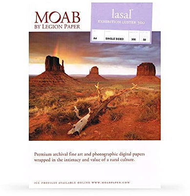 Moab Lasal Exhibition Luster 300, A4, 50 Blatt, Drucker-Fotopapier, 300 g/m2, ideal für Galerie- und Ausstellungsdrucke