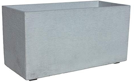 AnaParra Cubic Jardinera Exterior Rectangular Fabricado en hormigón aligerado | Macetero Decorativo de Piedra Artificial Exterior e Interior Medidas 90x27x37cm., Color Cemento