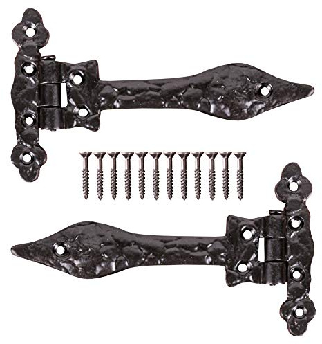 Pair of 6 Black Vintage Door Hinges - Old Fashioned Gate/Shed/Garage T Tee Strap New