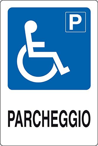 PIXLEMON Cartello Alluminio cm 30x20 PARCHEGGIO (disabili)