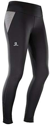 Salomon, Collant de Compression pour Course à pied, Pour Femme, AGILE LONG TIGHT, Jersey, Noir, Taille: XL, L40363400