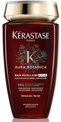 Kérastase, Aura Botanica, Shampoing Naturel, Pour Cheveux Secs & Sensibilisés, 96% d'Ingrédients d'Origine Naturelle, Bain Micellaire Riche, 250 ml