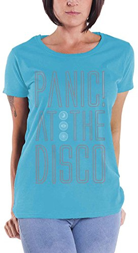 Panic At The Disco T Shirt Outline Band Logo Official Womens Skinny Fit Sky Blue