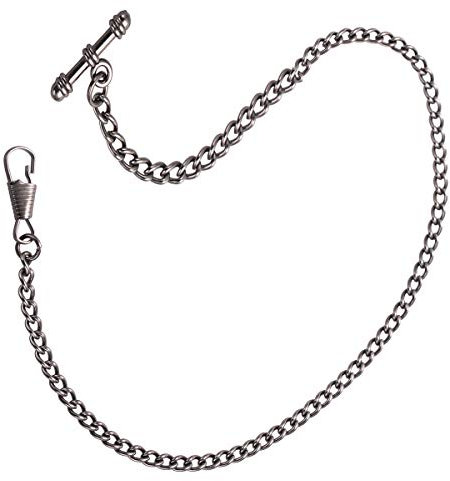 SIBOSUN Pocket Watch Albert Vest Chain with T-Bar & Lobster Clasps Plated 15 Inch Single Link Vest Belt