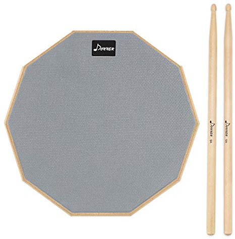 Donner Practice Pad Drum Übungspad 8 Zoll/20.32cm mit Drumsticks, Grau