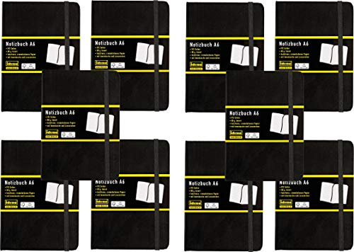 Idena 209285 - Notizbuch DIN A6, 192 Seiten, 80 g/m², liniert, schwarz (10, A6 Liniert)