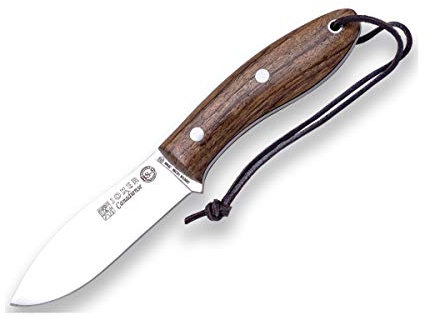 joker Coltello a Lama Fissa Canadese CN114 con Mango Legno Lama da 10,5 cm Sandvik Acciaio 14c28n, 140 gr, Include Custodia in Pelle per attività di Pesca, l'Escursionismo, Il Campeggio