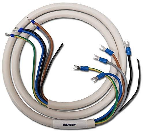 EBROM cooker connection cable (cooker connection cable) H05VV-F 5x2.5 mm2 (5G2.5) white, ready-made crimped with ferrules and fork shoe blue - 3 N PE - in 0.5 metre increments up to 40 m