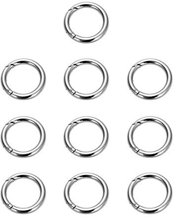 Concisea 10Pcs Rundring Schlüsselring O-Ring Zinklegierung Haken Karabinerhaken Snap Haken Verbinder,30mm-Silber