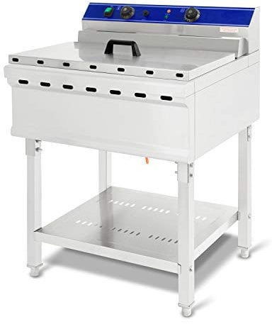 VERTES Friggitrice in acciaio inox 52L, 7500W, 380V, principio della zona fredda, base inclusa, temperatura 50-200°C, rubinetto di scarico, cestello per friggere, pulsante di reset, a olio