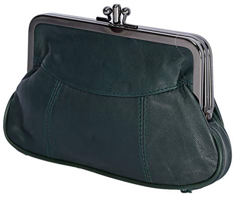 Christian Wippermann Echt Leder Damen Geldbörse mit Clipverschluss 17x10x2-4 cm - Spangengeldbörse mit Reißverschlussfächern - Portemonnaie mit Clip - Elegante Klippbörse Leder für Damen