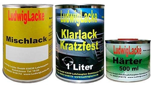 LudwigLacke 2,5 Liter Set Autolack Klarlack Härter Wunschfarbe auch Metallic