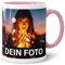 PR Print Royal Foto-Tasse zum selbst gestalten mit Foto und Text/mit individuellen Druck in Profiqualität/Personalisierte Geschenk-Idee mit Bild/Rosa