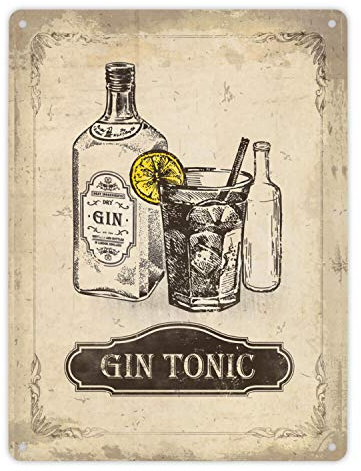 Metallschild XL mit Spruch: Gin Tonic Rezept
