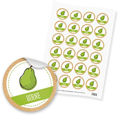 itenga 24x Sticker Aufkleber Birne Marmelade Konfitüre Likör Etikett für Einmachgläser Weckgläser
