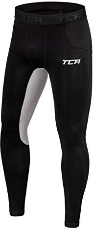 TCA Herren Leggings, Kompressionshose, Sporthose, Lang - Schwarz/Hellgrau (Alt), L