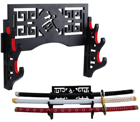 Z-fiber Schwert Wandhalterung Schwerthalter Display Stand Gepolstert Katana Wakizashi Genji und Samurai Schwerter,3 Tier