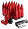 20Pcs Anti Theft Spikes Extended Tuner Wheel/Rims Lug Nuts M12X1.5+Socket (Red)