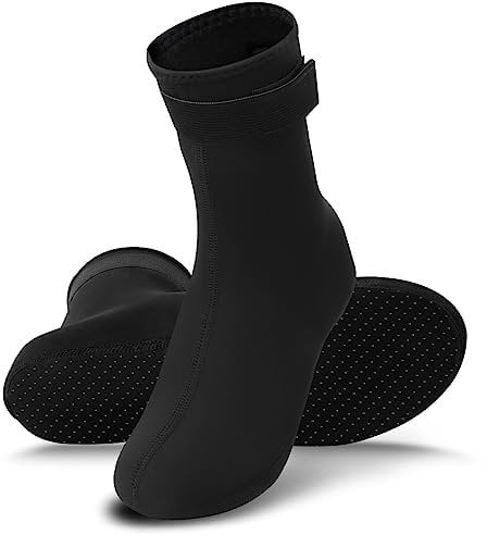 Rtdep Wasserdichte Socken, 3MM Neoprensocken, für Neoprenanzug, Rutschfest Schwimmsocken, Thermosocken für Herren und Damen, strandsocken für Schwimmen, Schnorcheln, Segeln