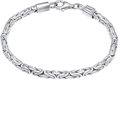 Kuzzoi Buddha Silber-Armband für Herren handgefertigte Königskette Armschmuck aus massiven 925 Sterling Silber poliert, Herrenarmband (4 mm) mit Karabiner, 19 g, Länge 21 cm