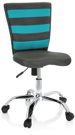 hjh OFFICE 661008 Kinder- und Jugenddrehstuhl KIDDY Comfort I Netzstoff Grau/Türkis Kinderschreibtischstuhl höhenverstellbar