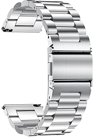 TStrap Uhrenarmband aus Metall 20mm - Silber Uhrenarmbänder mit Schnellverschluss für Herren und Damen - Smartwatch Armband aus Gebürstetem Massivem Edelstahl Ersatzband - 16mm 18mm 20mm 22mm