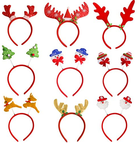 LAPONO 9* Weihnachtskopfbedeckung Weihnachts Kopfschmuck Weihnachten Stirnbänder Weihnachts-Haarreifen Weihnachtsfeier Kopfschmuck Weihnachten Haarband Weihnachtsschmuck Haarschmuck Kinder Erwachsene