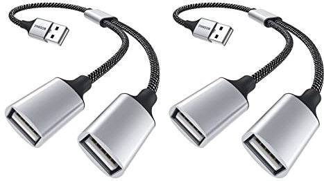 MOSWAG USB Splitter, Dual USB 2.0 Power Cable Extension für Stromkabel zum Aufladen/Datenübertragung/Laptop/Mac (Es funktioniert Nicht für Auto-USB/Apple Carplay)