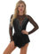 Agoky Damen Kleid Langarm/Kurzarm Eiskunstlauf Bekleidung Ballettkleid Tanz Gymnastik Leotard Trikot mit Skaterrock Schwarz F S