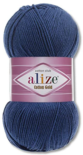 Alize 100 g Cotton Gold Premium Wolle in 59 Sommerwolle Garn Stricken Amigurumi (279 | Nachtblau)