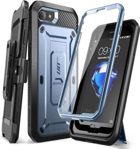 SUPCASE Outdoor Hülle für iPhone SE 2022 / 2020 iPhone 8 Handyhülle iPhone 7 Case Bumper Schutzhülle [Unicorn Beetle Pro] mit Displayschutz, Blau