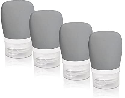 LELE LIFE Lot de 4 flacons de voyage portables en silicone, anti-fuite, compressibles, pour articles de toilette, conteneurs rechargeables pour shampooing, 38 ml
