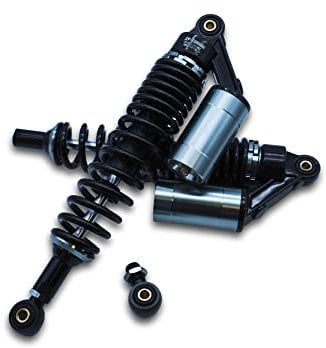 Set: Performance-Federbeine Schwarz/Titan mit ABE, mit externen Ausgleichsbehälter, 360mm - für Simson S50, S51, S70