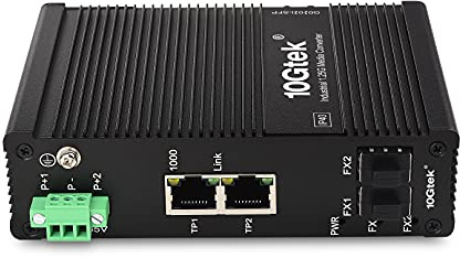 10Gtek 4-Port Industrial DIN-Rail Ethernet Switch Hutschiene, IP40, 2X Gigabit SFP Slot mit 20-km SFP Transceiver, G0202i, DIN-Rail Mount（Power Supply is not Included）