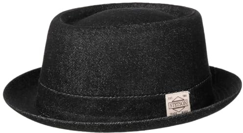 Stetson Classic Pork Pie Denim Hut Einfarbig Rund Flach Mehrfarbig Logo Made in Italy Ganzjahrig