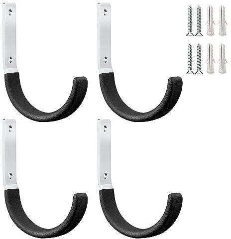 Heavy Duty Steel Garage Hooks,Garage Storage Utility Hooks,Heavy Duty Garage Garden Tool Organizer,Steel Wall Mount Hooks, Garden Hose Hanger, Small Garden U Hooks (Black 4 Pack)