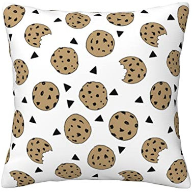 ASEELO Cookies Food Chip Biscuits 45,7 x 45,7 cm, dekorative Kissen, quadratisches Kissen für Couch, Bett, Sofa, Bank, Stuhl
