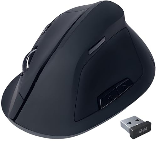 APM Helo Souris Ergonomique sans Fil, Souris Verticale Droitier, 800-1200-1600 DPI, 6 Boutons, Prévention Syndrome de la Souris, Compatible avec PC Mac Ordinateur Portable, Piles incluses, 571173