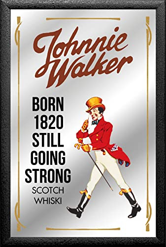 Johnny Walker Spiegel Scotch Whisky Wandspiegel 30 cm Bar Kneipe Kellerbar