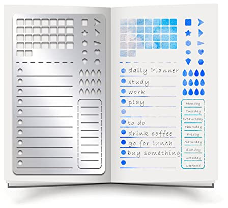 INFUNLY Metall-Tagebuch-Schablonen Planungsformular Metallschablone Gerade Linien Edelstahl Zeichnen Malen Schablone Lesezeichen Metallschablone Für Journaling Kalender Zeitplan Tagebuch Scrapbooking