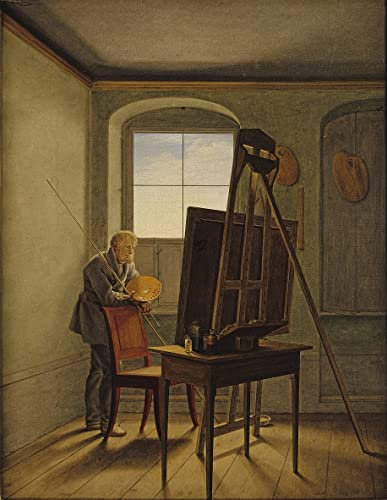 FADISA Deko Kunstdrucke Wandbild Leinwandbild Berühmte Gemälde Caspar David Friedrich in seinem Atelier von Caspar David Friedrich für Heimtextilien 60x90cm